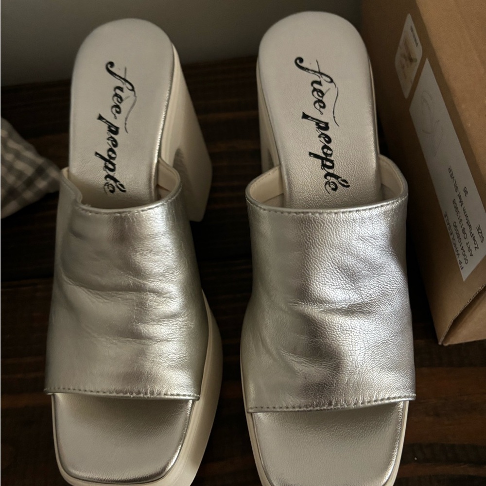 Free People Zoe Platform Silver Size 36